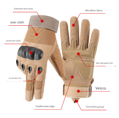 Xl Khaki Hard Knuckle Tactical Full Finger Protective Gear For Motorcycle Cycling & Outdoor Sports Gloves