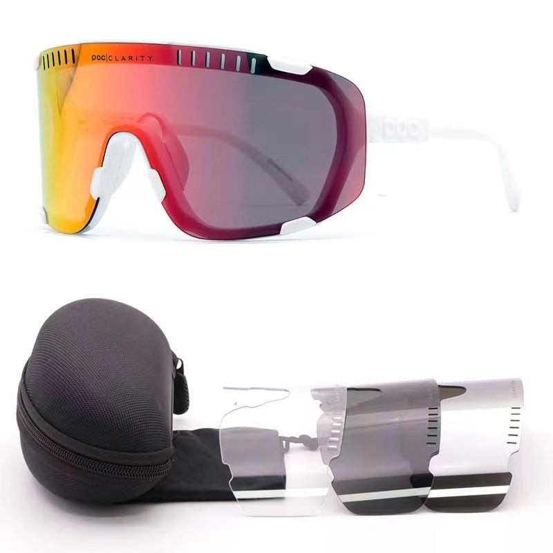 White Frame Red Tablet Oversized Shield Cycling Sunglasses Wide Vision Uv400 Sports Eyewear For Road & Mtb Sunglasses Goggles