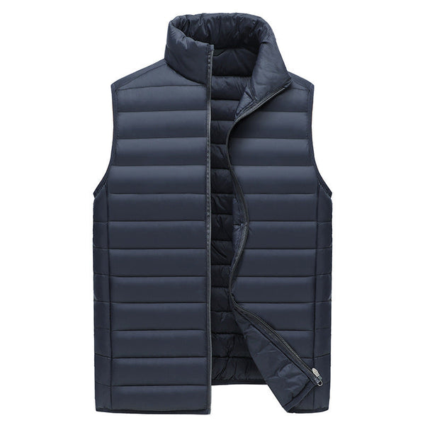 S Navy Blue Men's Lightweight Puffer Vest Stand Collar Quilted Sleeveless Jacket For Winter Coats Jackets & Vests