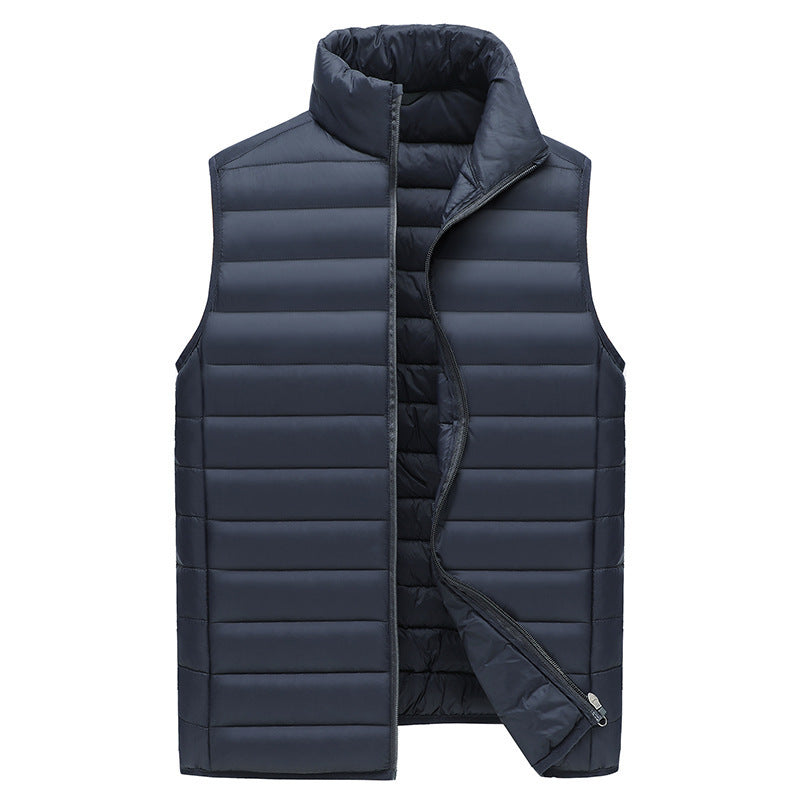 Xxxl Navy Blue Men's Lightweight Puffer Vest Stand Collar Quilted Sleeveless Jacket For Winter Coats Jackets & Vests