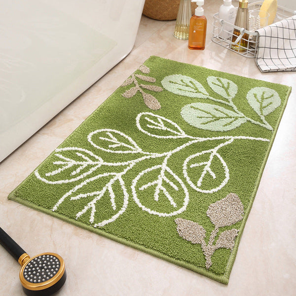 Green Leaves Bathroom Mat Super Absorbent Non Slip Rug (40X60cm) Toilet Floor For Bathroom/Bedroom/Entryway Bath Mats Rugs & Toilet Covers