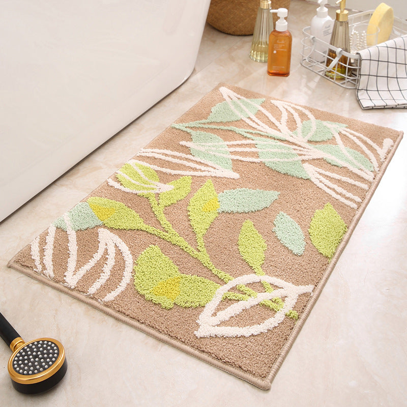 Brown Green Leaves Bathroom Mat Super Absorbent Non Slip Rug (40X60cm) Toilet Floor For Bathroom/Bedroom/Entryway Bath Mats Rugs & Toilet Covers