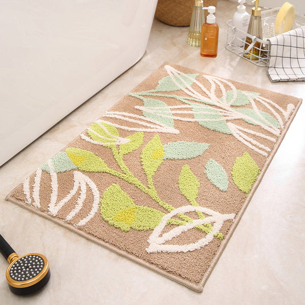 Brown Green Leaves Bathroom Mat Super Absorbent Non Slip Rug (40X60cm) Toilet Floor For Bathroom/Bedroom/Entryway Bath Mats Rugs & Toilet Covers