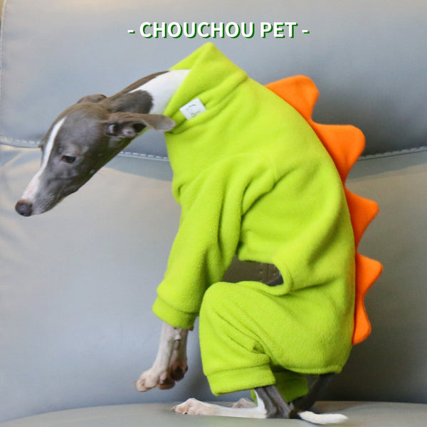 S Adorable Dinosaur Fleece Dog Jumpsuit Warm Winter Pajamas For Whippets & Italian Greyhounds Dog Clothing & Shoes