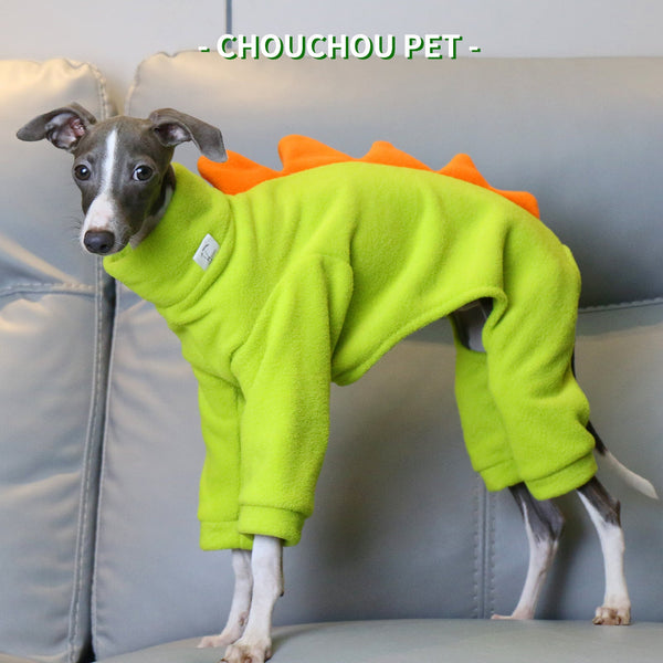 Xxl Adorable Dinosaur Fleece Dog Jumpsuit Warm Winter Pajamas For Whippets & Italian Greyhounds Dog Clothing & Shoes