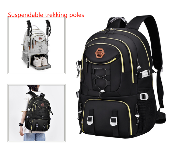 Black Stylish Large Capacity Backpack Water Resistant Oxford Rucksack For Travel School & Daily Use Women Backpacks