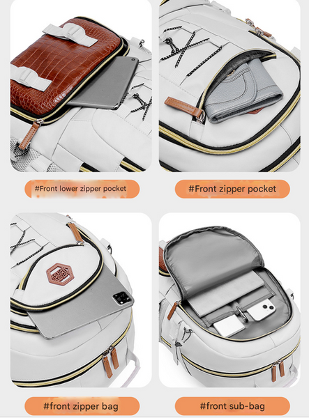 White Stylish Large Capacity Backpack Water Resistant Oxford Rucksack For Travel School & Daily Use Rucksacks