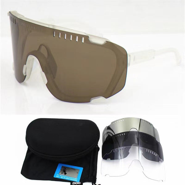 Sandy White Frame With Grey Flakes Oversized Shield Cycling Wide Vision Uv400 Sports Eyewear For Road & Mtb Sunglasses