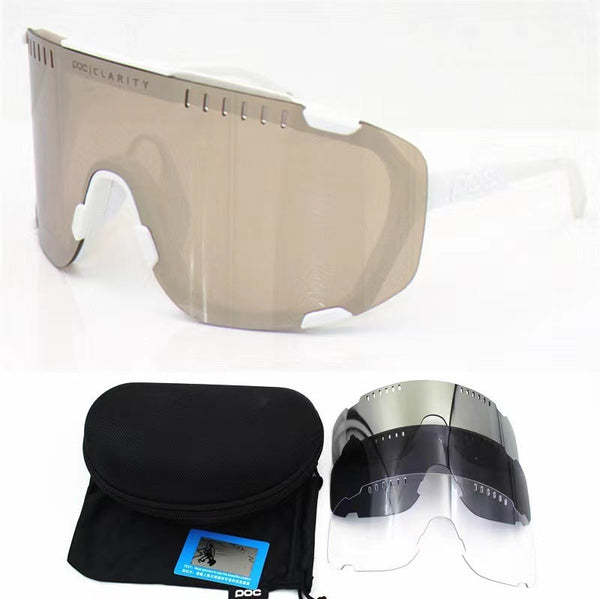 White Frame Tea Silver Slice Oversized Shield Cycling Sunglasses Wide Vision Uv400 Sports Eyewear For Road & Mtb Sunglasses Goggles