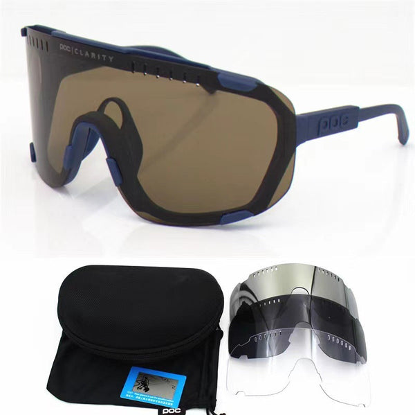 Dark Blue Frame Tea Chips Oversized Shield Cycling Sunglasses Wide Vision Uv400 Sports Eyewear For Road & Mtb Sunglasses Goggles