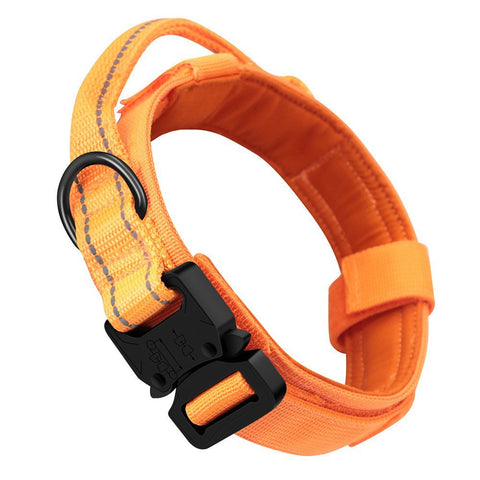 Xl Orange Tactical Dog Collar Heavy Duty Nylon Pet For Medium & Large Dogs Adjustable (3.8Cm Width) Dog Collars