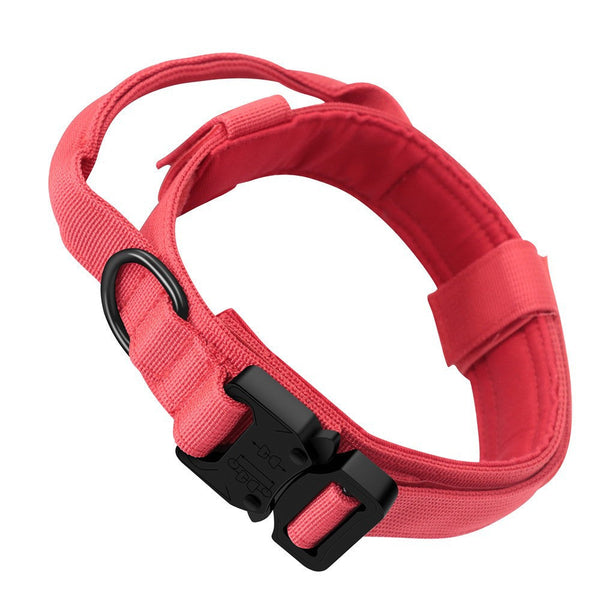 L Red Tactical Dog Collar Heavy Duty Nylon Pet For Medium & Large Dogs Adjustable (3.8Cm Width) Dog Collars