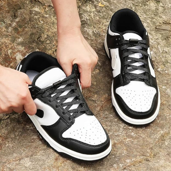 Black No Tie Elastic Shoelaces With Quick Lock System Flat Tieless Laces For Kids And Adults Shoe Laces