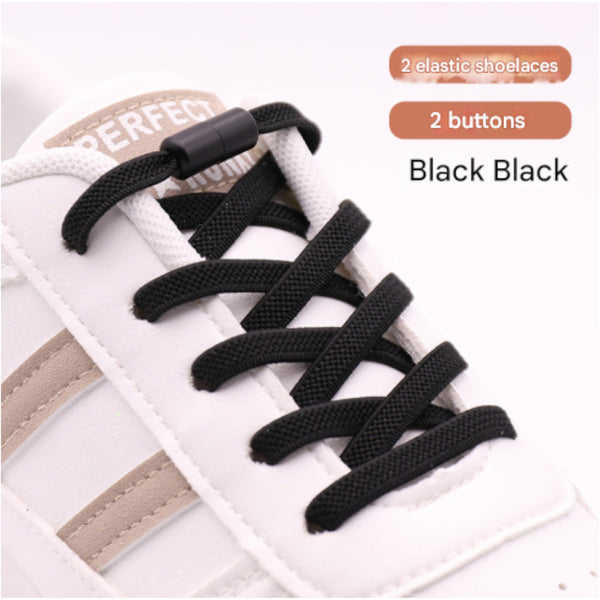 Black No Tie Elastic Shoelaces With Quick Lock System Flat Tieless Laces For Kids And Adults Shoe Laces