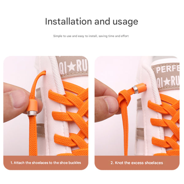 Black No Tie Elastic Shoelaces With Quick Lock System Flat Tieless Laces For Kids And Adults Shoe Laces
