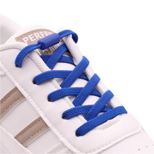 Blue No Tie Elastic Shoelaces With Quick Lock System Flat Tieless Laces For Kids And Adults Shoe Laces