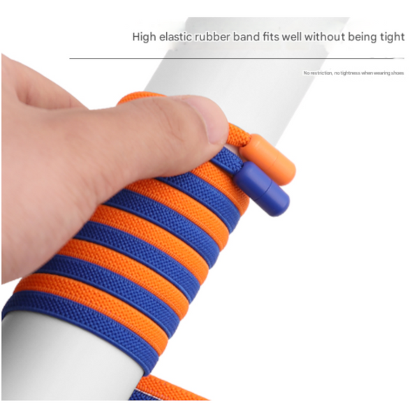 Blue No Tie Elastic Shoelaces With Quick Lock System Flat Tieless Laces For Kids And Adults Shoe Laces