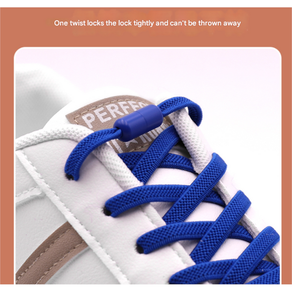 Blue No Tie Elastic Shoelaces With Quick Lock System Flat Tieless Laces For Kids And Adults Shoe Laces