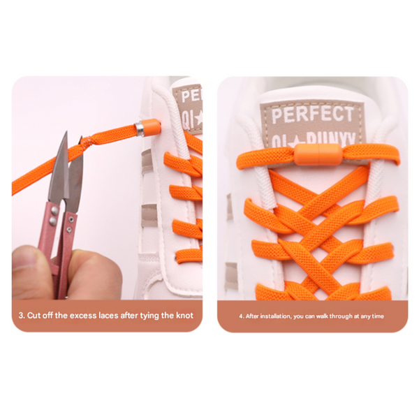 Blue No Tie Elastic Shoelaces With Quick Lock System Flat Tieless Laces For Kids And Adults Shoe Laces
