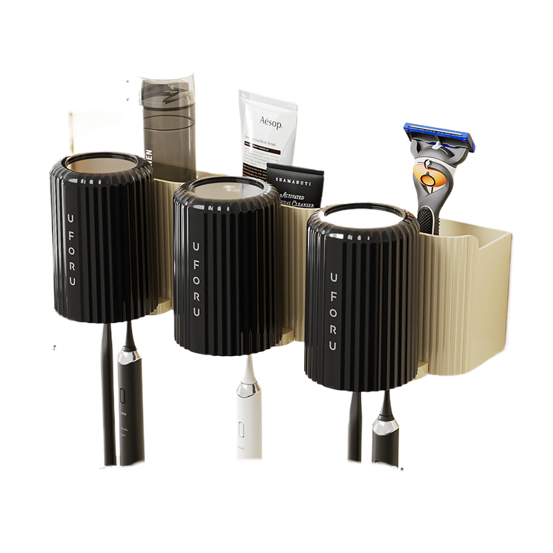 Elosung Cream White Tooth Brush Holder Set Of 3 20Cm X 11.5Cm 11Cm Tumblers & Toothbrush Holders