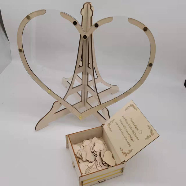 Rustic Heart Drop Box Guest Book Eiffel Tower Frame For Wedding Signatures Party Guest Books