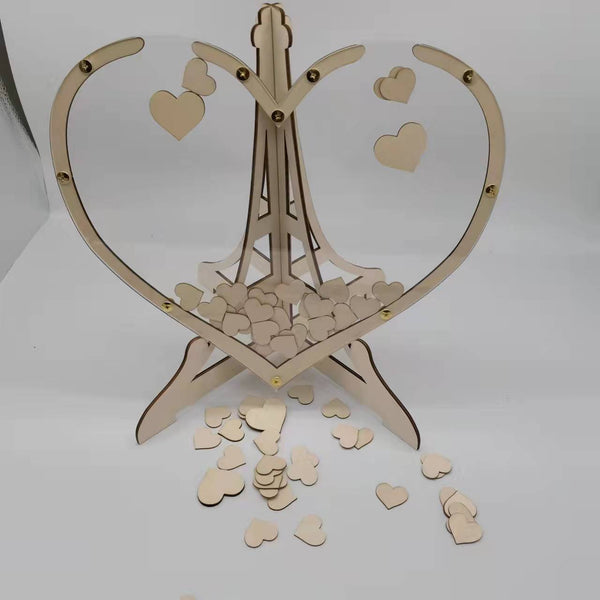 Rustic Heart Drop Box Guest Book Eiffel Tower Frame For Wedding Signatures Party Guest Books