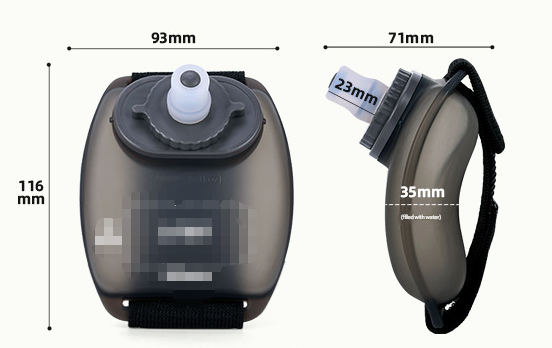 2 Pices Black Ergonomic Wearable Hydration Flask Hands Free Wrist Water Bottle For Running & Sports Canteens Bottles & Flasks