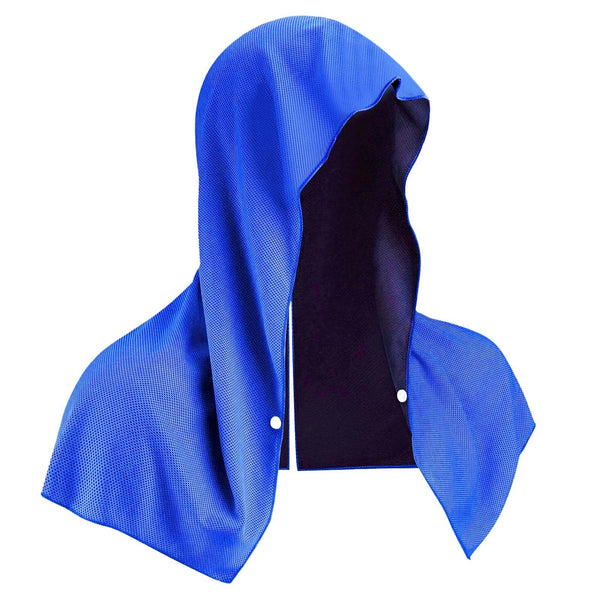 Dark Blue 5 Pack Instant Cooling Towel Set Upf Sun Protection Hooded Ice Towels For Sports & Outdoor Activities Gym Towels