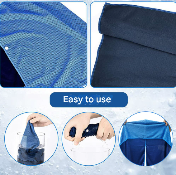 Dark Blue 5 Pack Instant Cooling Towel Set Upf Sun Protection Hooded Ice Towels For Sports & Outdoor Activities Gym Towels