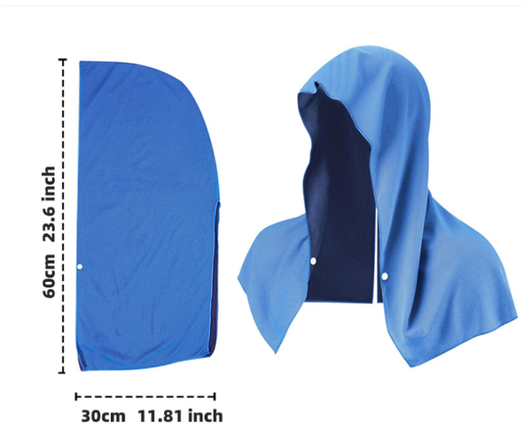 Dark Blue 5 Pack Instant Cooling Towel Set Upf Sun Protection Hooded Ice Towels For Sports & Outdoor Activities Gym Towels