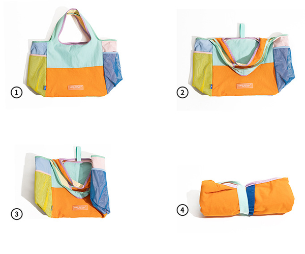 Green Vibrant Colorblock Foldable Tote Bag Lightweight Reusable Shopping Shoulder Reusable Shopping Bags