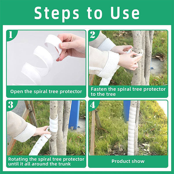 White 4 Pack Spiral Tree Trunk Protector Guard Flexible Sapling Bark Shield Garden Edging & Borders