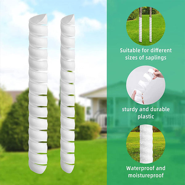 White 4 Pack Spiral Tree Trunk Protector Guard Flexible Sapling Bark Shield Garden Edging & Borders