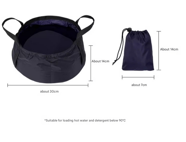 2Pcs Blue 8.5L Portable Folding Water Basin Collapsible Bucket With Carry Bag For Camping & Travel Camping Wash Basins