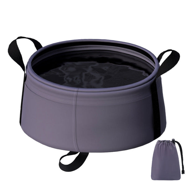 2Pcs Purple 8.5L Portable Folding Water Basin Collapsible Bucket With Carry Bag For Camping & Travel Camping Wash Basins