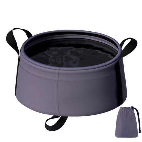 2Pcs Purple 8.5L Portable Folding Water Basin Collapsible Bucket With Carry Bag For Camping & Travel Camping Wash Basins