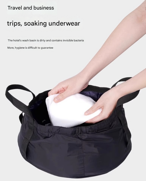 2Pcs Purple 8.5L Portable Folding Water Basin Collapsible Bucket With Carry Bag For Camping & Travel Camping Wash Basins