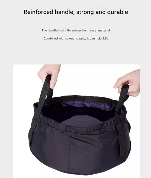 2Pcs Dark Khaki 8.5L Portable Folding Water Basin Collapsible Bucket With Carry Bag For Camping & Travel Camping Wash Basins
