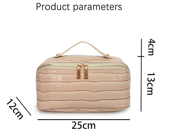 Red Chic Croc Embossed Travel Makeup Case Large Capacity Cosmetic Organizer Bag Makeup Bags & Cases