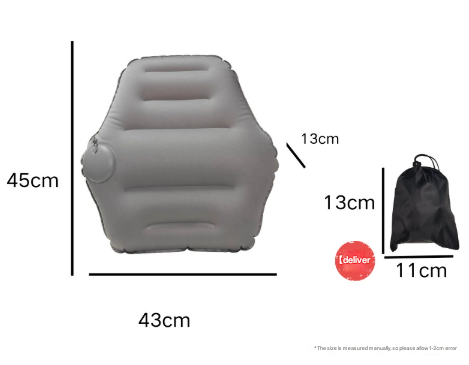 Grey Ultralight Inflatable Lumbar Support Pillow Portable Ergonomic Back Cushion For Travel Office & Car Seat & Posture Cushions