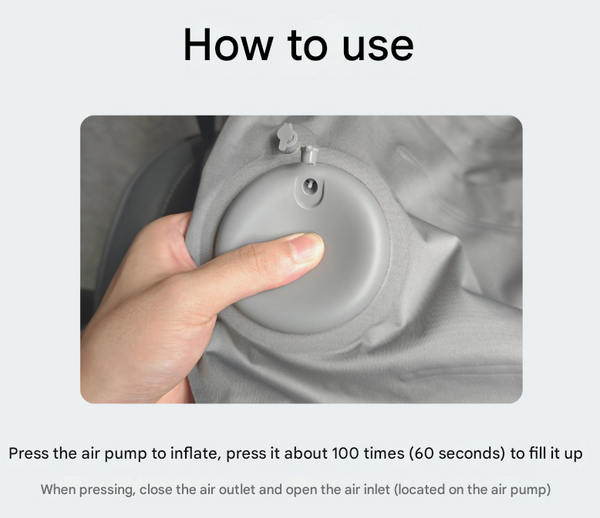 Grey Ultralight Inflatable Lumbar Support Pillow Portable Ergonomic Back Cushion For Travel Office & Car Seat & Posture Cushions