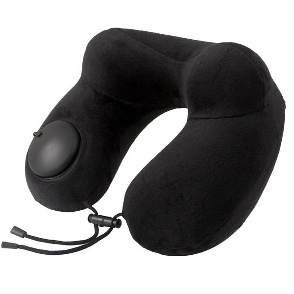 Black Press To Inflate Travel Neck Pillow Ergonomic U Shaped Cushion For Airplane And Car Pillows