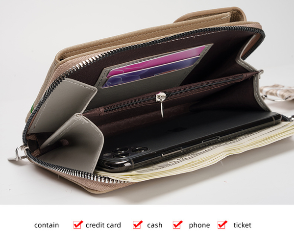 Black Chic Floral Embroidered 2 In 1 Crossbody Phone Bag With Coin Purse Other Mobile Accessories