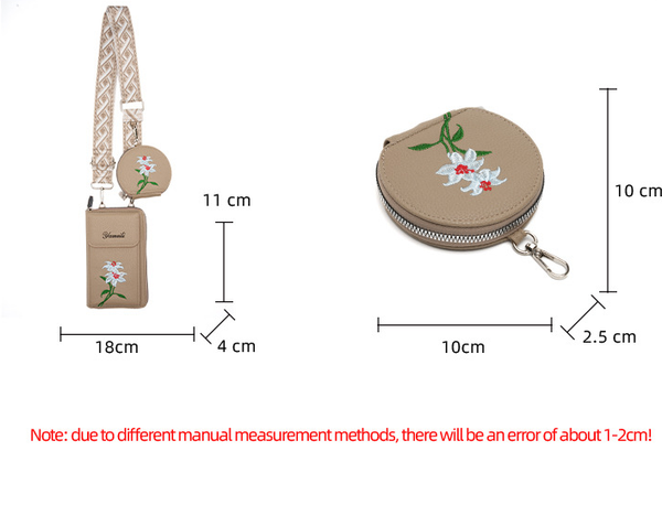 Purple Chic Floral Embroidered 2 In 1 Crossbody Phone Bag With Coin Purse Other Mobile Accessories