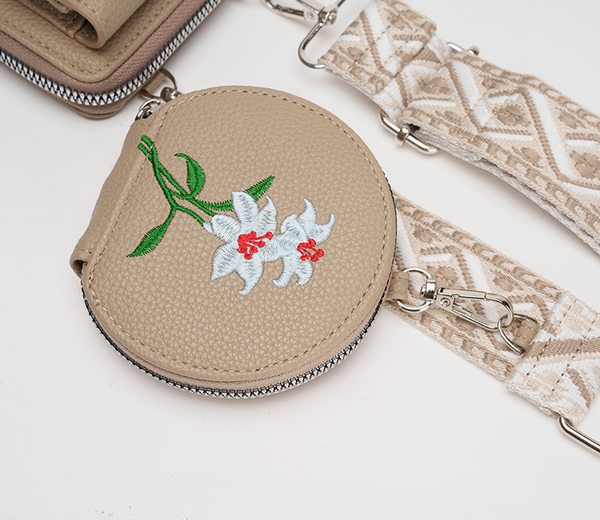 Green Chic Floral Embroidered 2 In 1 Crossbody Phone Bag With Coin Purse Other Mobile Accessories