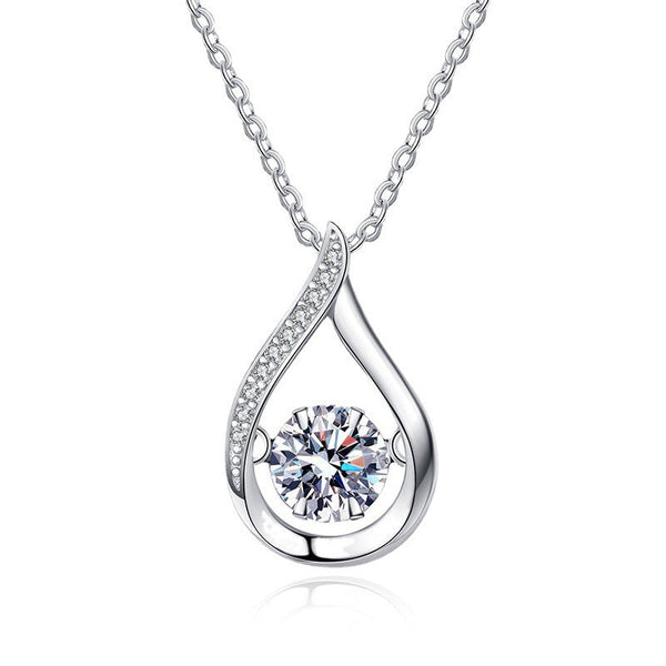 Dazzling Teardrop Dancing Moissanite Necklace S925 Sterling Silver Pendant Necklaces & Pendants