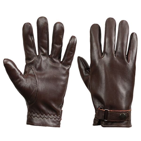 Isze S Dark Brown Premium Men's Genuine Sheepskin Leather Driving & Cycling Gloves