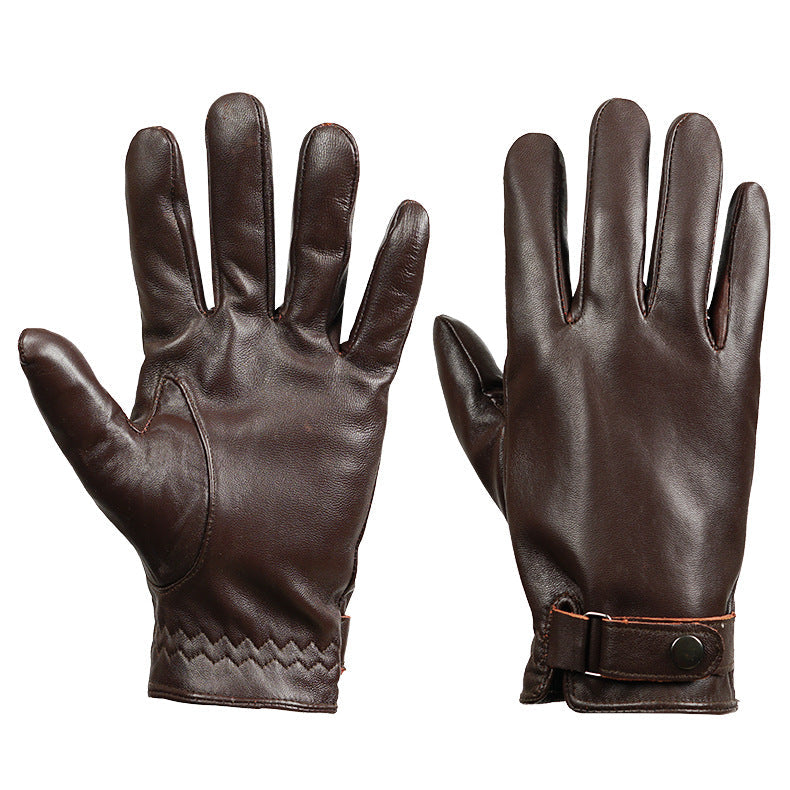 Xl Dark Brown Premium Men's Genuine Sheepskin Leather Driving & Cycling Gloves