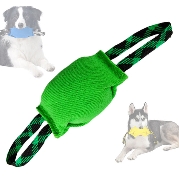 Green Durable Dog Tug Toy With 2 Handles Interactive Bite Pillow For Training & Of War Dog Toys