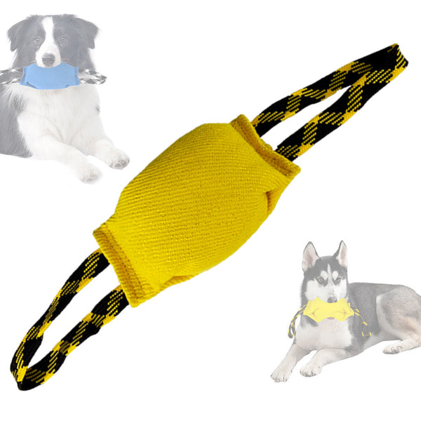Yellow Durable Dog Tug Toy With 2 Handles Interactive Bite Pillow For Training & Of War Dog Toys